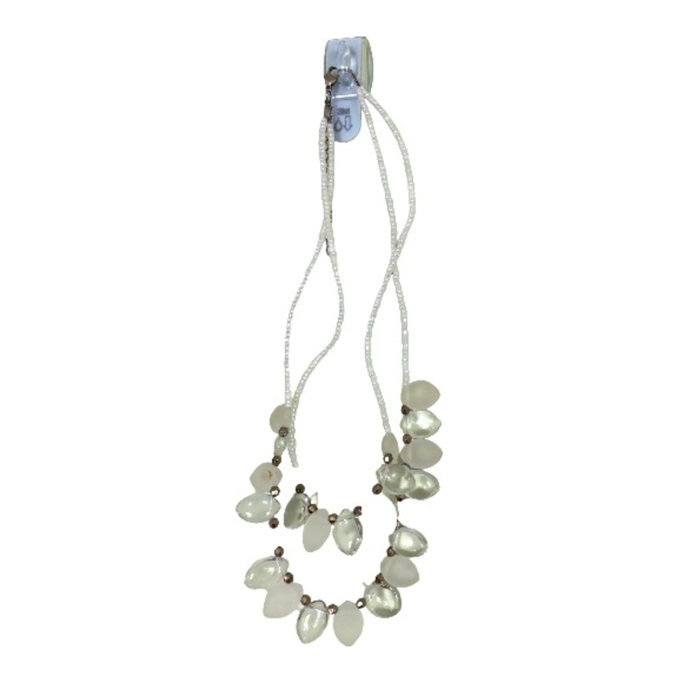 Vintage Seed Pearl and Crystal Necklace w/ Silver Embellishments
